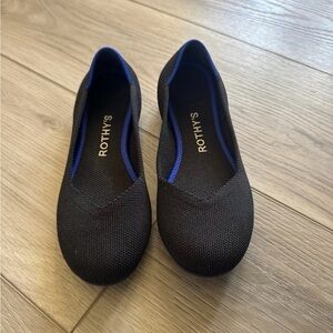 Rothy's Black Ballet Flats with Blue Trim